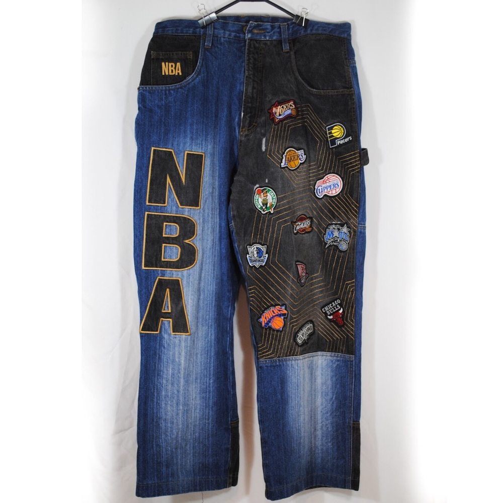 SOLD - UNK NBA Jeans Demin Rare Patch Baggy 12